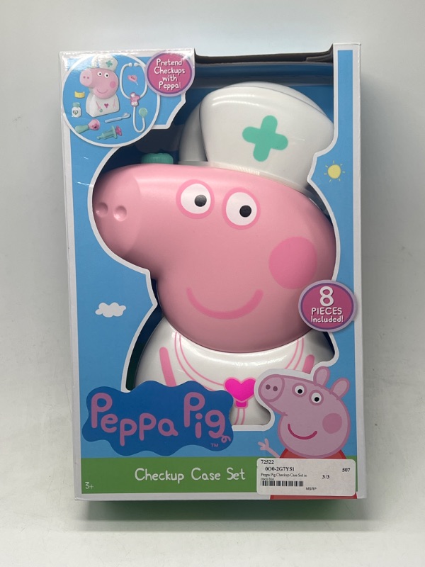 Photo 2 of Peppa Pig Checkup Case Set with Carry Handle, 8-Piece Doctor Kit for Kids with Stethoscope, by Just Play , Pink