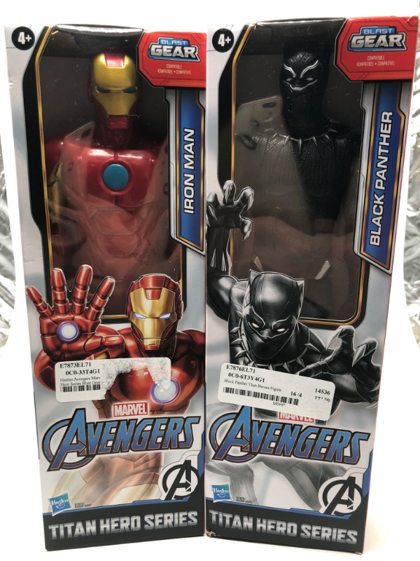 Photo 1 of 2 Pack Avengers Titan Heroes Action Figures Iron Man & Black Panther
