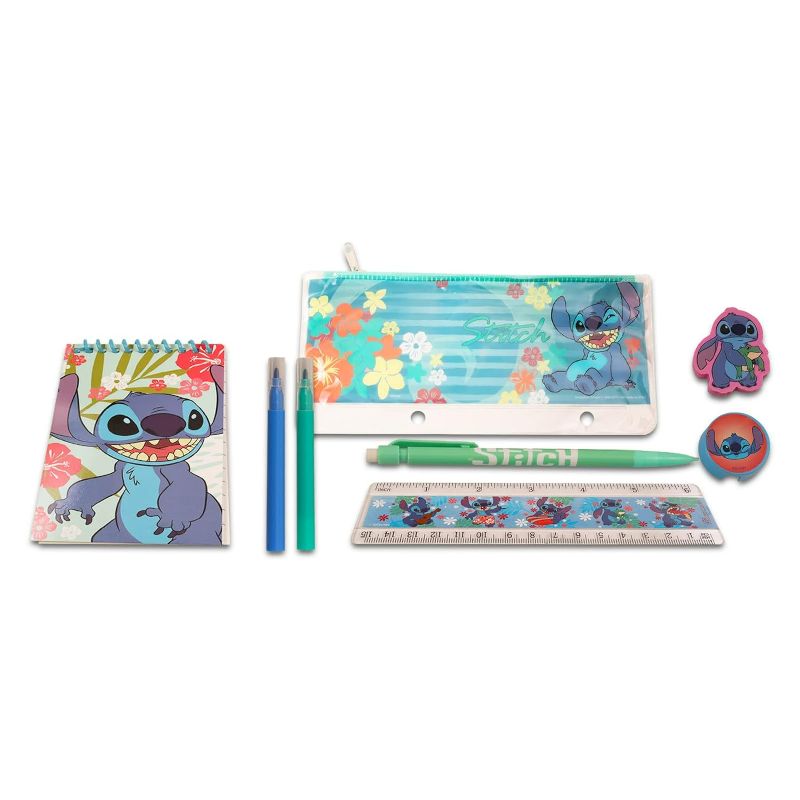 Photo 2 of Beach Kids Stationery Set - 11 Pc Bundle with Folder, Notebook, Erasers, Case, Stickers, and More (Lilo and Stitch) Office Product
