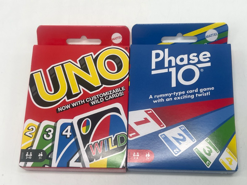 Photo 2 of Mattel Phase 10 Card Game with UNO Card Game

