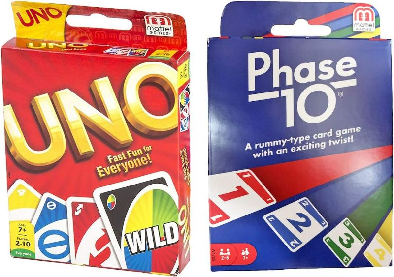 Photo 1 of Mattel Phase 10 Card Game with UNO Card Game
