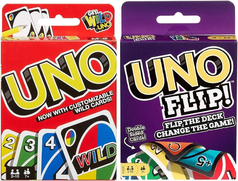 Photo 1 of Mattel Uno Original and Uno Flip Card Games, Combo Pack of 2
