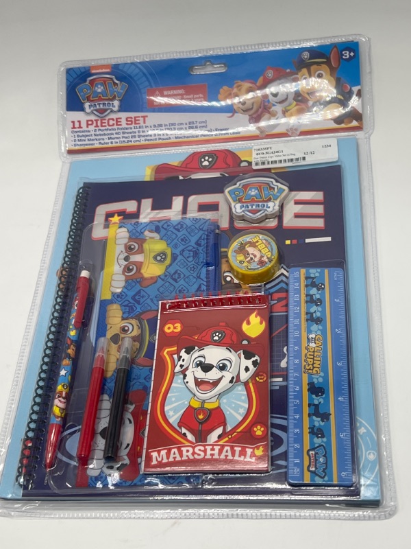 Photo 2 of LLC Paw Patrol School Supplies Set - Back to Bundle Pack with Notebook, Folders, Pad, Pouch, Marker, Pencil, Eraser, Ruler and Sharpener, 11 Piece Superhero Stationary Set, Blue