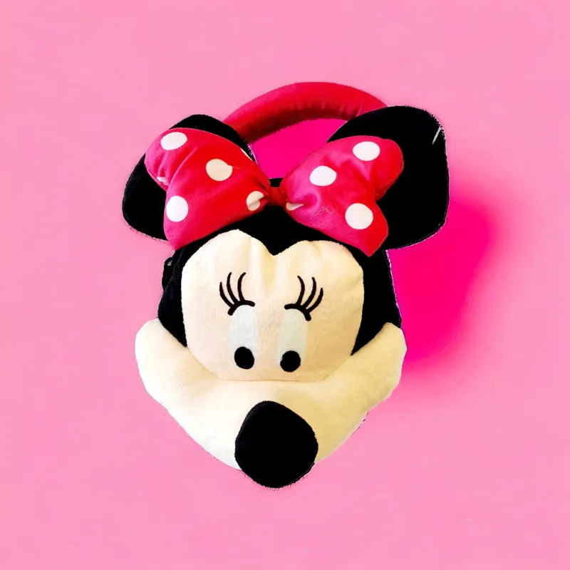 Photo 1 of Disney Minnie Mouse Head Plush Coin Purse Clutch Gift Bow Bag Red Handle 9" x 9"
