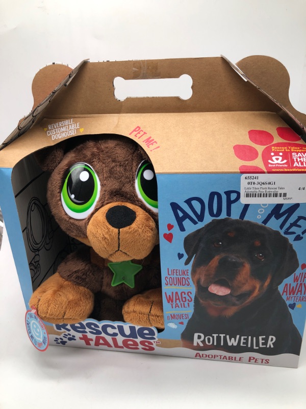 Photo 3 of Rescue Tales Adoptable Pet Rottweiler Interactive Plush Pet Toy

