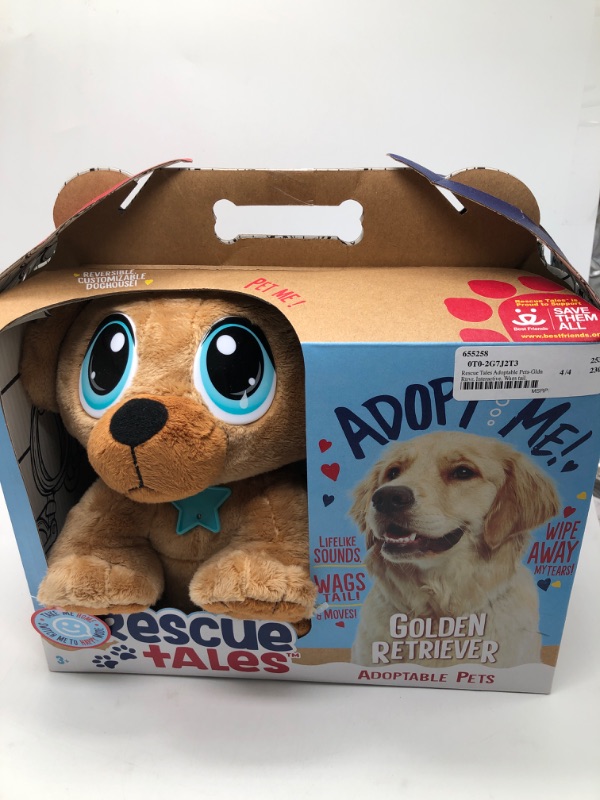 Photo 2 of Rescue Tales Adoptable Pets Golden Retriever Interactive Plush Toy Dog with Collar Tag and Doghouse

