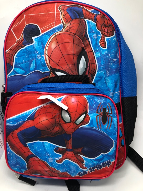 Photo 2 of Marvel Boy's Spider-Man 16-Inch Backpack with Lunch Bag, Blue
