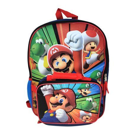 Photo 1 of Super Mario Backpack 16 & Insulated Lunch Bag Detachable Luigi Toad
