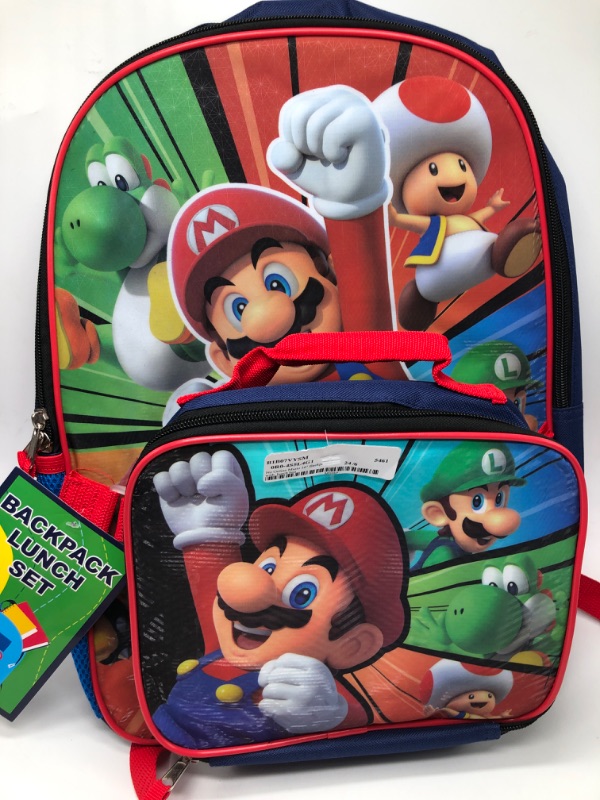 Photo 2 of Super Mario Backpack 16 & Insulated Lunch Bag Detachable Luigi Toad
