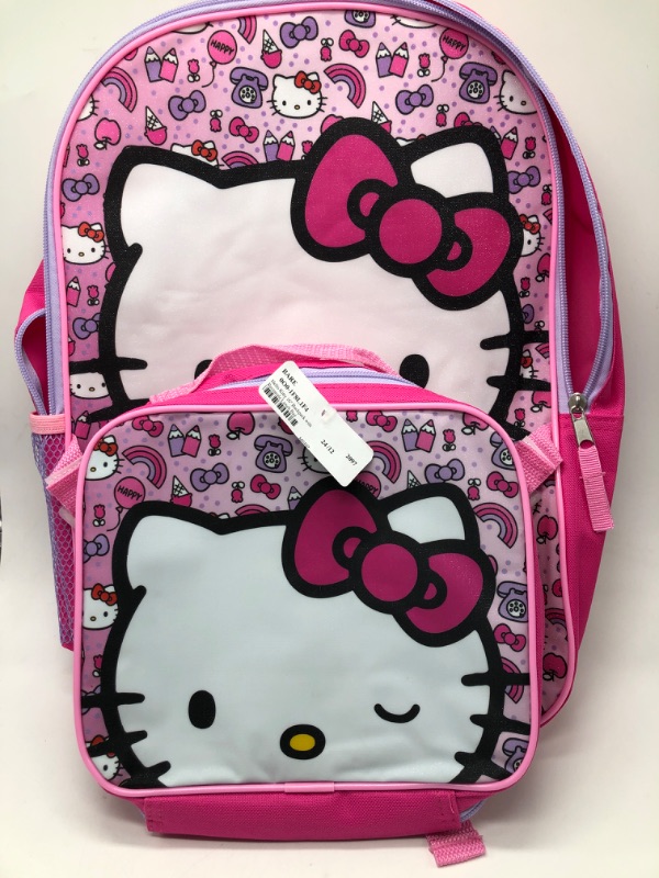 Photo 2 of Hello Kitty 16" Backpack Rainbows w/ Detachable Insulated Lunch Bag set
