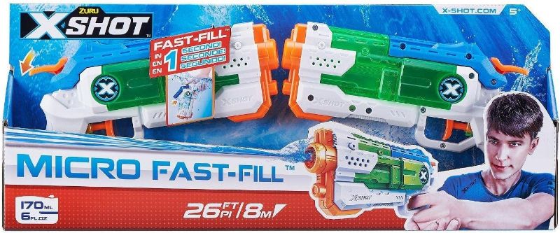 Photo 1 of X-Shot Water Warfare Micro Fast-Fill Water Blaster (2 Pack) by ZURU with Struggle Free Packaging, Summer Watergun, XShot Water Toys, 2 Blasters Total, Fills with Water in just 1 Second! (2 Pack)
