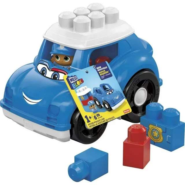 Photo 1 of Mega Bloks First Builders Peter Police Car with Big Building Blocks, Building Toys for Toddlers (6 Pieces)
