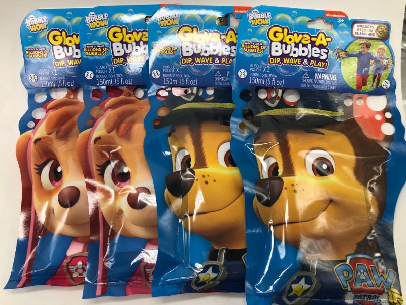 Photo 1 of 4 Pack Paw Patrol Glove-a-Bubbles Dip Wave & Play