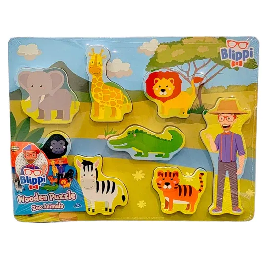 Photo 1 of 2 Pack Blippi Wooden Puzzles Animals 