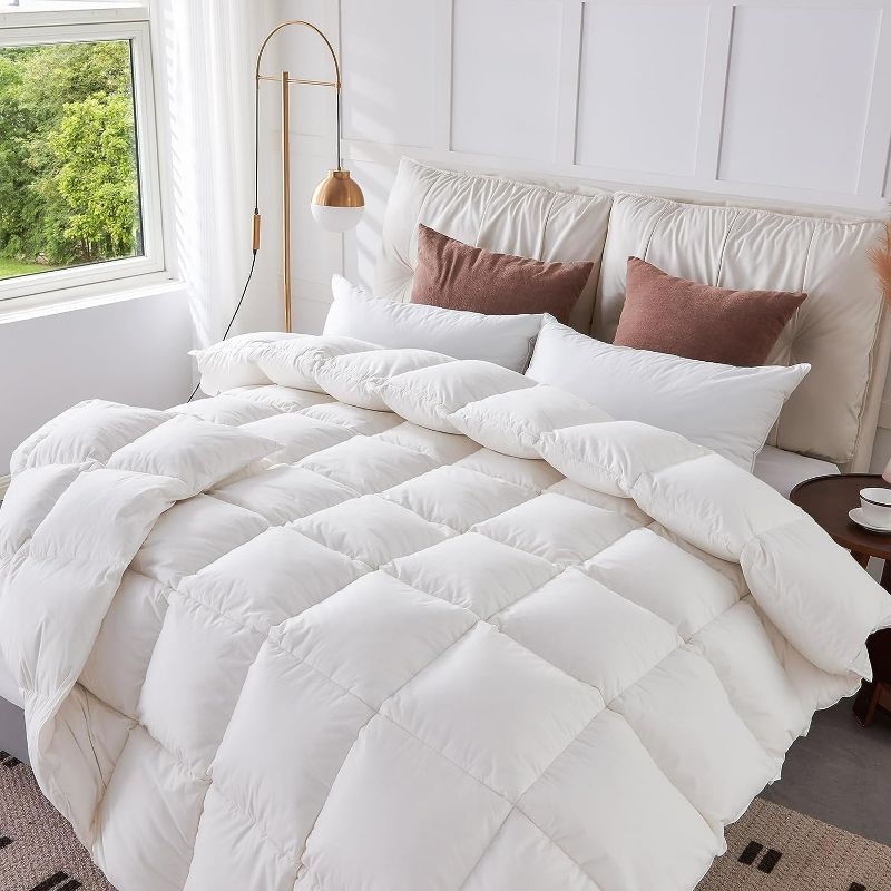 Photo 1 of CYMULA Feather Down Comforter Queen Size - All Season Duvet Insert with Luxurious Down Fill - 8 Corner Tabs and Machine Washable with 100% Cotton Cover 
