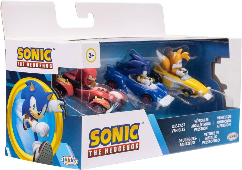 Photo 3 of Sonic The Hedgehog 1:64 Die-cast Vehicles 3-Pack Knuckles, Sonic and Tails. Ages 3+ (Officially Licensed by Sega)
