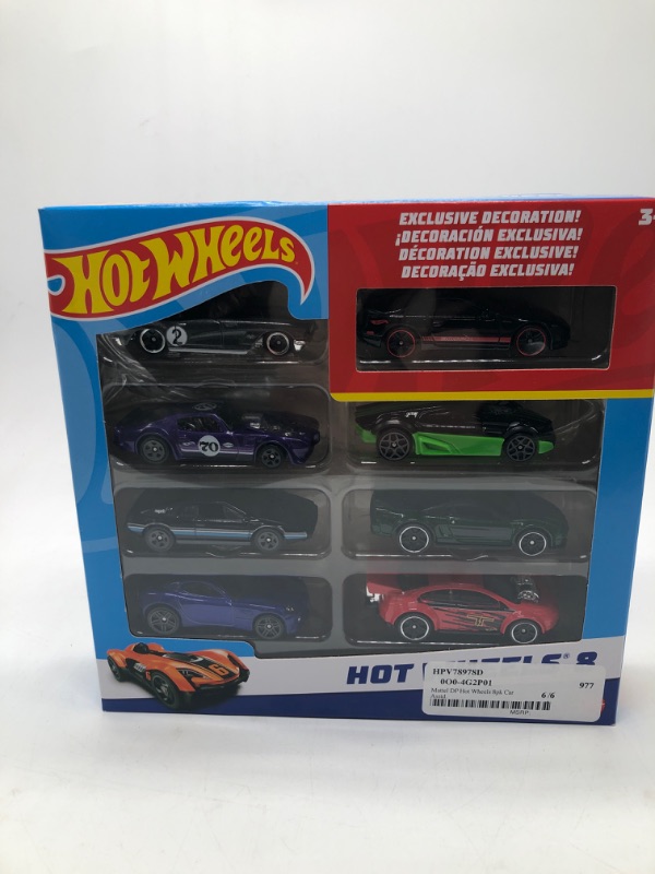 Photo 1 of Hot Wheels Set Of 8 Basic Toy Cars & Trucks In 1:64 Scale Including 1 Exclusive Car, Styles May Vary
