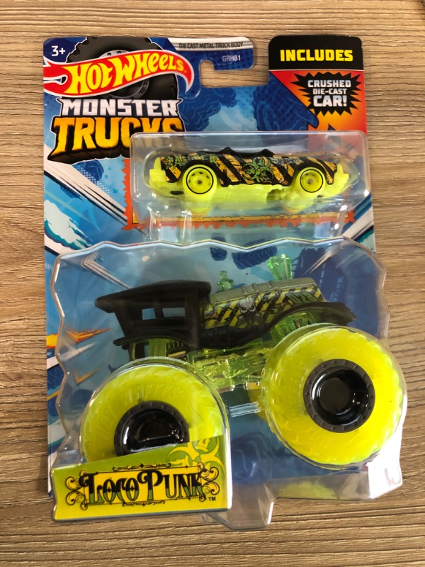 Photo 2 of Hot Wheels Monster Trucks Loco Punk Diecast Car (Includes Crushed Die-Cast Car!)
