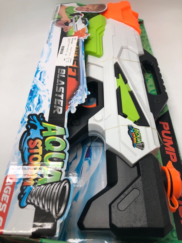 Photo 2 of Aqua Storm Pump Action Water Blaster - White, Green, Black and Orange Stream Blaster Water Gun for Adults and Kids - Awesome Water Gun for Shooting Water Battles Squirt Gun for Pool Parties and Games
