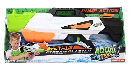 Photo 1 of Aqua Storm Pump Action Water Blaster - White, Green, Black and Orange Stream Blaster Water Gun for Adults and Kids - Awesome Water Gun for Shooting Water Battles Squirt Gun for Pool Parties and Games
