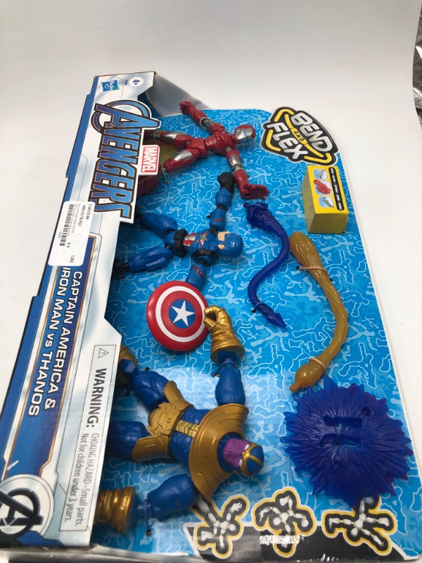 Photo 2 of Marvel Avengers Bend and Flex Iron Man Captain America Thanos 3-Pack Action Figures
