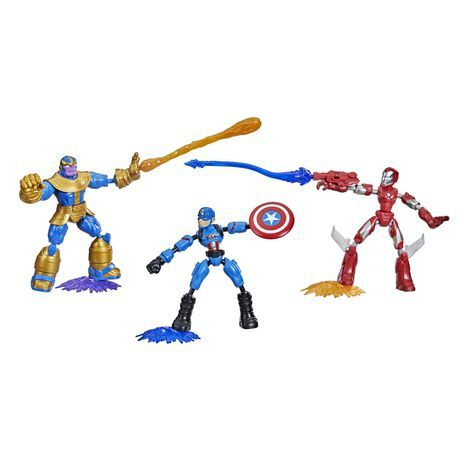 Photo 1 of Marvel Avengers Bend and Flex Iron Man Captain America Thanos 3-Pack Action Figures

