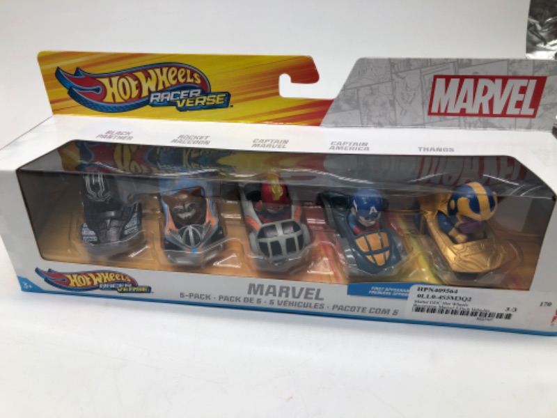 Photo 3 of Hot Wheels RacerVerse Set of 5 Die-Cast Hot Wheels Cars with Marvel Characters as Drivers
