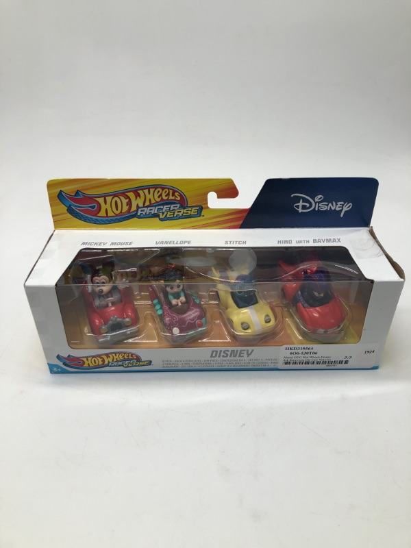 Photo 2 of Hot Wheels RacerVerse Set of 4 Die-Cast Hot Wheels Cars with Disney Characters as Drivers
