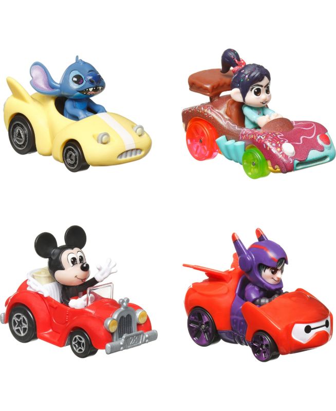 Photo 1 of Hot Wheels RacerVerse Set of 4 Die-Cast Hot Wheels Cars with Disney Characters as Drivers
