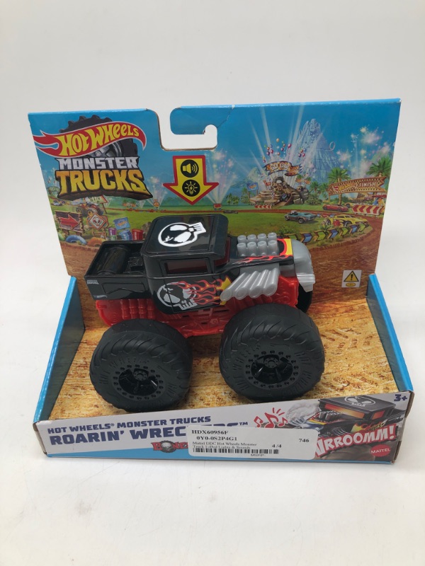 Photo 2 of Hot Wheels Monster Trucks Roarin Wreckers 1:43 Scale Bone Shaker Toy Truck with Lights & Sounds
