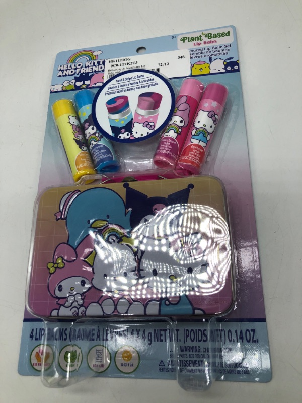 Photo 2 of Girls Hello Kitty 4pk. Plant-Based Flavored Lip Balm Tin Set
