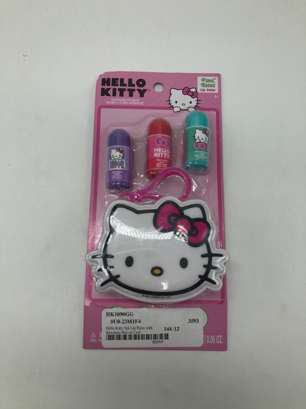Photo 2 of Hello Kitty 3 Pc Flavoured Lip Balm With 1 Pouch Set
