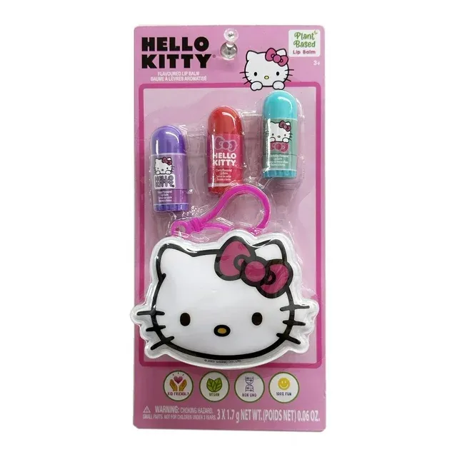 Photo 1 of Hello Kitty 3 Pc Flavoured Lip Balm With 1 Pouch Set
