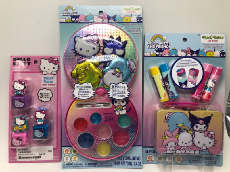 Photo 1 of 3 Pack Hello Kitty/Sanrio Kids Lip Gloss/Chapstick & Nail Polish 