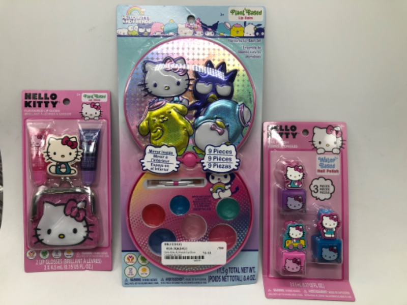 Photo 1 of 3 Pack Hello Kitty / Sanrio Kids Lip Gloss / Nail Polish Bundle 