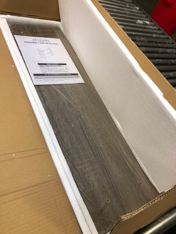 Photo 1 of HCHQHS Bookshelf, 3-Tier Industrial Bookcase, Rustic Open Book Shelf, Freestanding Horizontal Bookshelves with Metal Frame 3 - Tier Grey