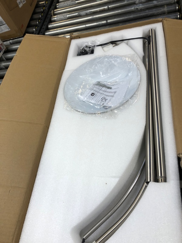 Photo 1 of Mid-Century Style Metal Dome Lamp Shade 72 Inch Modern Living Room Arc Floor Lamp Task Lamp Marble Base Adjustable Full Metal Vaulted Floor Tall Standing Lamp, Sofa Reading Corner Lamp (Sand Nickel)