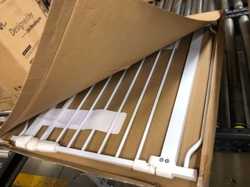 Photo 1 of BalanceFrom Easy Walk-Thru Safety Gate for Doorways and Stairways with Auto-Close/Hold-Open Features, Multiple Sizes, White 30-inch Tall, No Caps Fits 29.1 - 33.8" Wide