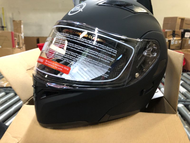 Photo 2 of Phantom Aquatics Rapido Boutique Collection Snowmobile Motorcycle Dual Visor Flip Up Modular Full Face Helmet DOT Approved Matte Black Medium