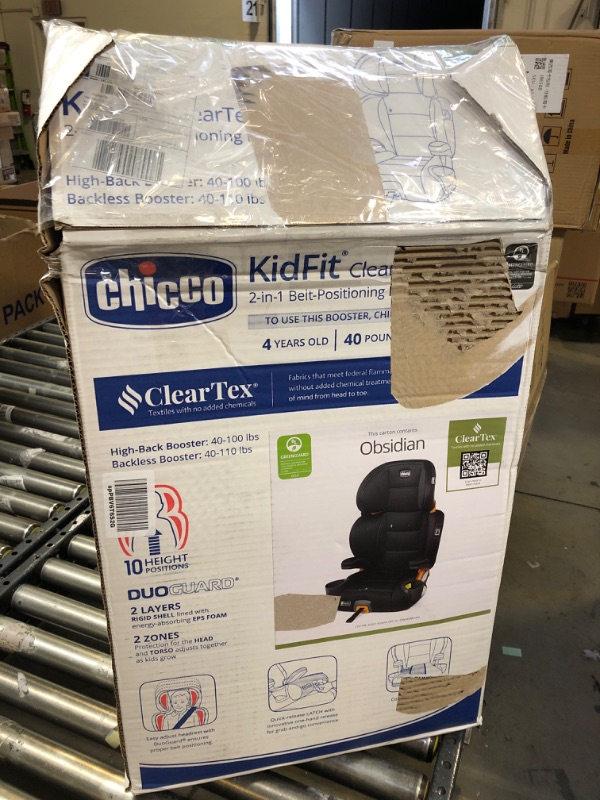 Photo 3 of Chicco KidFit ClearTex Plus 2-in-1 Belt-Positioning Booster Car Seat, Backless and High Back Booster Seat, for Children Aged 4 Years and up and 40-100 lbs. | Obsidian/Black KidFit Plus with ClearTex® No Chemicals Obsidian