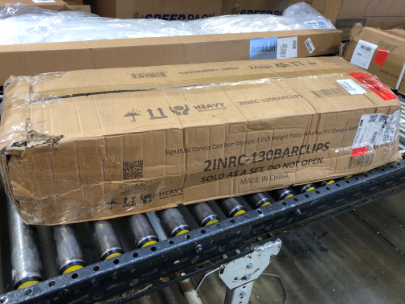 Photo 1 of Signature Fitness Cast Iron Olympic 2-Inch Weight Plates Including 7FT Olympic Barbell, 130-Pound, 300-Pound or 325-Pound Set, Multiple Packages 130LB Set with Barbell Style #4