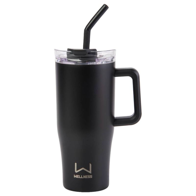 Photo 1 of 30oz. Double Wall Stainless Steel Tumbler w/ Handle - Black *** WEAR FROM TRANSPORT ***
