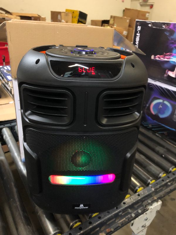 Photo 2 of Max Power DJ Speaker - MPD592-OMNIA 12 Portable Sound System -Bluetooth Multi LED Light Speaker Set Perfect for Indoor and Outdoor - PA Speaker System with Remote with Microphone