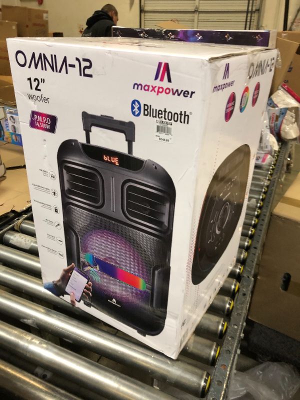 Photo 4 of Max Power DJ Speaker - MPD592-OMNIA 12 Portable Sound System -Bluetooth Multi LED Light Speaker Set Perfect for Indoor and Outdoor - PA Speaker System with Remote with Microphone
