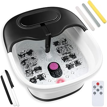 Photo 1 of SOOKIFEET Foot Bath Spa Massager with Heat and Bubble Jets, Adjustable Temperature and 16 Massage Rollers for Reflexology, Autumn Winter Essentials Collapsible for Easy Folding and Storage - Black