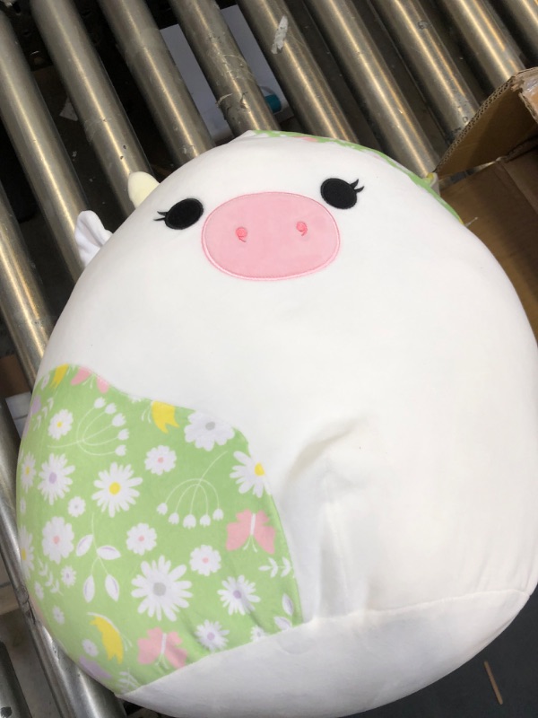 Photo 3 of Squishmallows Original 16-Inch Ada Cream Cow with Green Floral Print Spots - Official Jazwares Large Plush                                                                                                                                                     