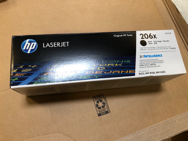 Photo 1 of Original HP 206X Black High-yield Toner Cartridge | Works with HP Color LaserJet Pro M255, HP Color LaserJet Pro MFP M282, M283 Series | W2110X