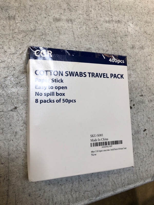 Photo 3 of 400pcs CGR Organic cotton Swabs, 100% Cotton Double-Tipped, White Paper Sticks(compostable), Travel Pack(8 Pack of 50 Swabs Total)