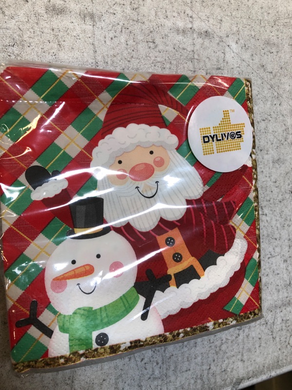 Photo 1 of DYLIVeS Christmas Santa Claus and Snowman Party Napkins, Christmas Penguin and Polar Bear Disposable Decorative Paper Napkins, Xmas Party Supplies for Luncheon Holiday Christmas Decor, 50 Pcs, 3 -ply