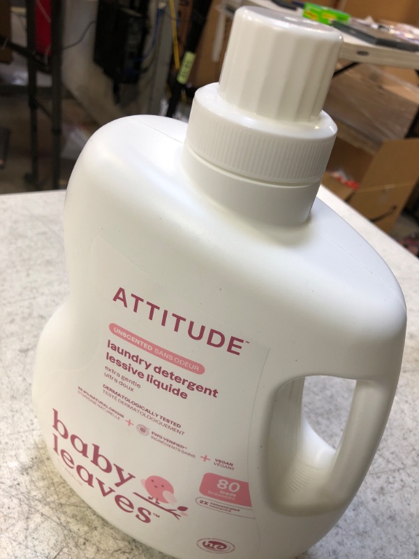 Photo 1 of ATTITUDE Baby Laundry Detergent, EWG Verified, Plant and Mineral-Based Formula, HE Compatible, Vegan and Cruelty-free Household Products, Unscented, 80 Loads, 67.6 Fl Oz Fragrance-Free 67.6 Fl Oz (Pack of 1)
